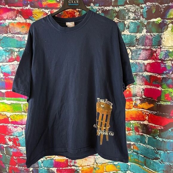 Toby Keith Get My Drink On Country T Shirt Size 2XL Navy Blue Double Sided Graph - Picture 1 of 5